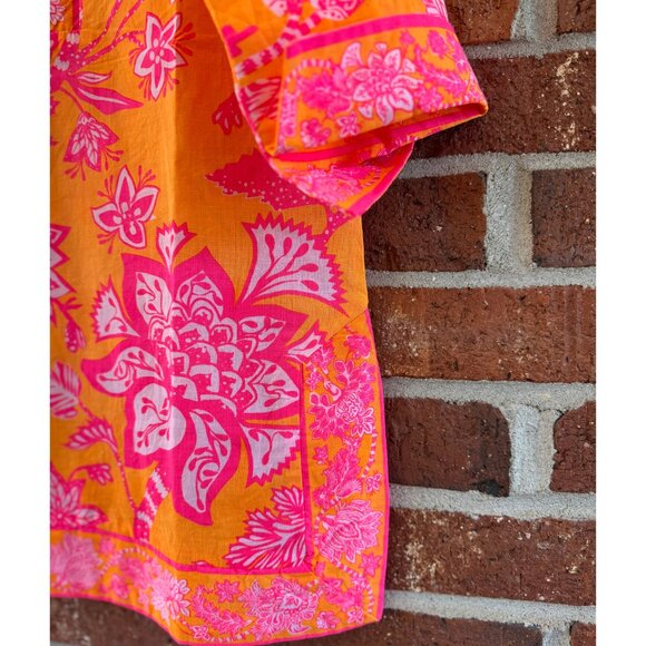 Gretchen Scott Orange Pink Floral Tunic Top XS - Picture 9 of 9